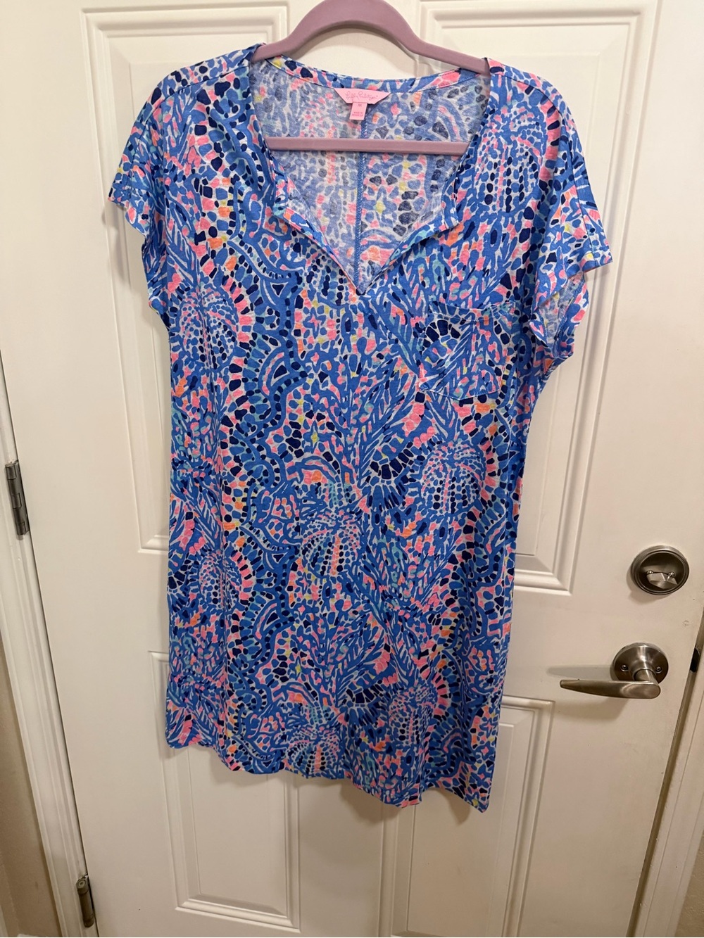 Lilly Pulitzer Blue & Pink Printed Swim Coverup Dress